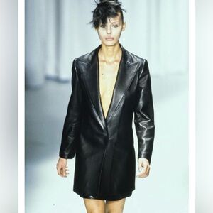 Vintage Gianni Versace black lambskin leather blazer jacket, fw 1997 - RARE!